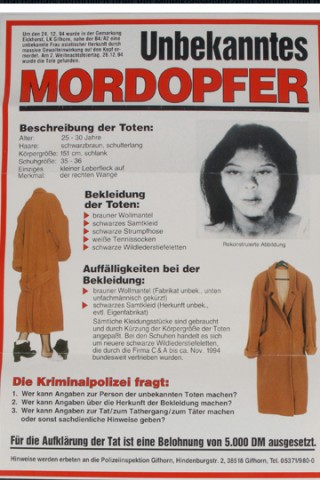 Mit diesem Fahndungsplakat hatte die Polizei Gifhorn 1994/95 erfolglos versucht, die Identität des Mordopfers zu klären.