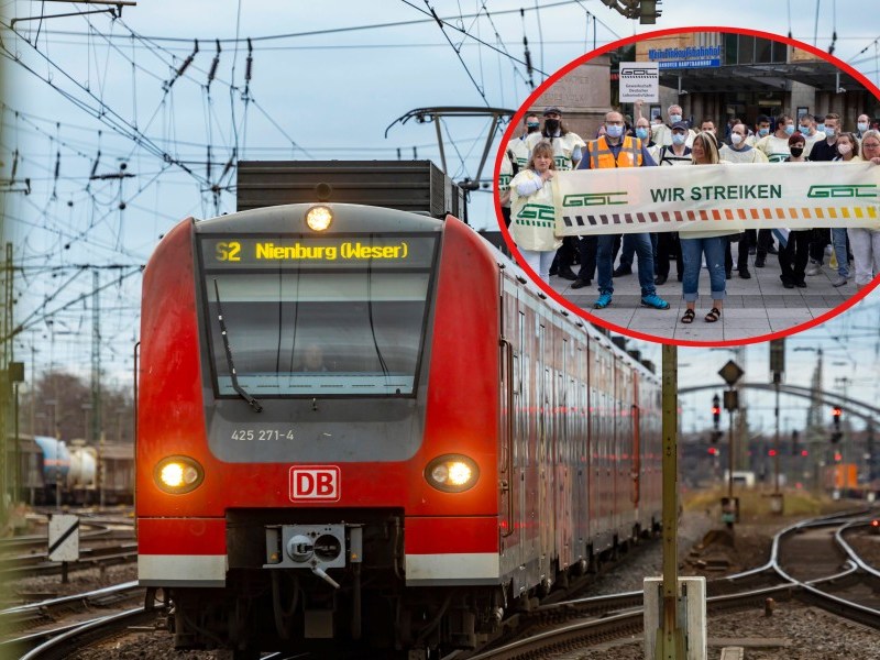 Zug auf den Bahnschienen, Streik