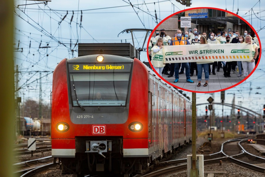 Zug auf den Bahnschienen, Streik