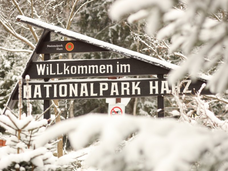 Willkommen im Harz Schild Winter