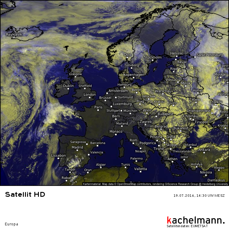 Ein seltener Anblick: Alle europäischen Küsten sind wolkenlos!