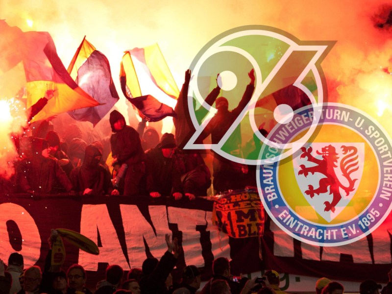Fans zünden beim Derby Hannover gegen Braunschweig Pyrotechnik.