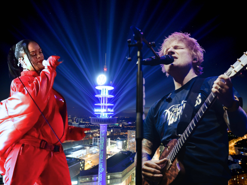 Kommen Weltstars wie Rihanna und Ed Sheeran nach Hannover, um den VW-Turm zu retten? Schön wär's!