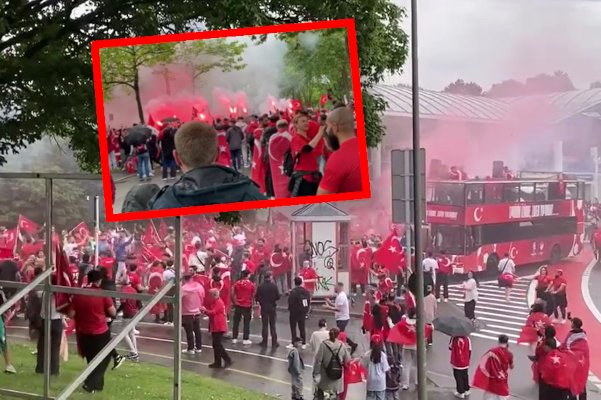 Die Türkei-Fans ließen es vor dem Spiel gegen Georgien ordentlich krachen.