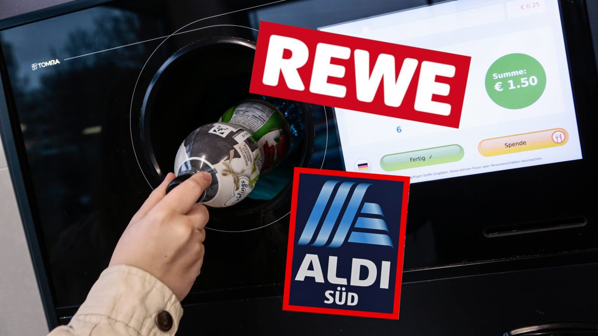 Aldi, Rewe Logo, Pfandautomat